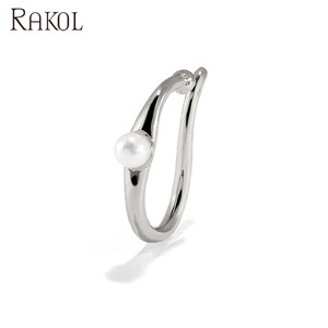 Pendientes de Clip de Plata de Ley con Perla Solitaria de Alta Calidad RAKOL EP2607 - Product Image 2