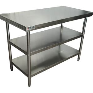 VICTORY KITCHEN Commercial Kitchen 304 Stainless Steel 3-Layer Brushed <b>Matt</b> Finish Prep <b>Table</b> Countertops Workbench 500 Kg/m - Product Image 2
