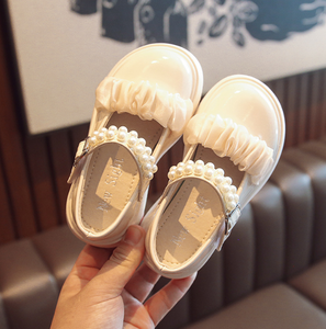 Zapatos de Piel Sintética para Niña, Primavera, Nuevos Zapatos de Vestir con Cordones y Pliegues Estilo Mary Jane, con Perlas, para Niñas - Product Image 3