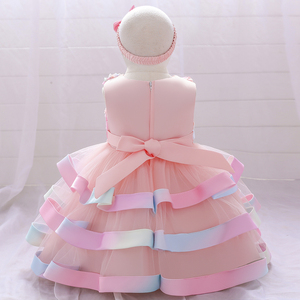Adorable Robe de Baptême à Motifs Floraux pour Filles, Bébés et Petits Enfants, Idéale pour Fêtes d'Anniversaire, Robe Spéciale pour Enfants avec Nœud Papillon L1829xz - Product Image 2