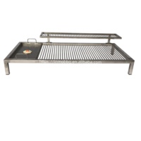 Grill mobile de grande taille en acier inoxydable pour la cour avec grille chauffante et pelle à barbecue/pokeur à charbon