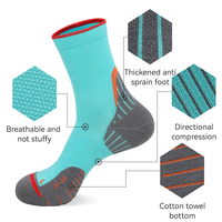 Chaussettes de sport rembourrées LINGTU, chaussettes de compression pour la course à pied, le cyclisme, le marathon en plein air, chaussettes de sport à semelle en tissu éponge