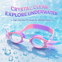 Lunettes de natation pour enfants XIALE, mignonnes, en forme de queue de sirène 3D, anti-buée, étanches, en silicone souple, pour filles, protection UV
