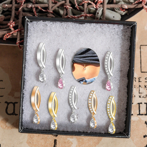 2026 Bijoux de corps tendance : Anneaux de nombril Clicker, Piercing de nombril en acier inoxydable plaqué or, <span class=keywords><strong>Faux</strong></span> bijoux de corps - Product Image 6