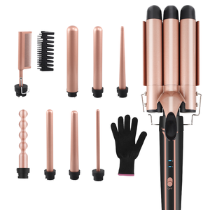 Lisseur et boucleur professionnel électrique 5-en-1 en céramique avec affichage LCD de la température (180-210°C) et 3 barils ℃   Chauffage PTC 85W - Product Image 1
