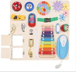 Alta Qualidade De Madeira Multi-Funcional Busy Board Educação Infantil Lockpicking Brinquedo Educacional Para Crianças