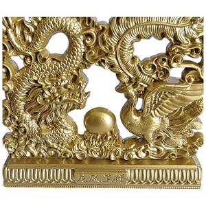 Vente chaude Style traditionnel bureau métal Feng Shui ornement de bon augure Dragon et <span class=keywords><strong>Phoenix</strong></span> jouant avec perle coulée - Product Image 3