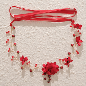 Bandeau de mariage en or Bandeau de Bohème Cristal Perle Cheveux Vigne Fleur Halo Accessoires de Cheveux de Mariée Bijoux de Cheveux - Product Image 4