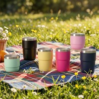 Mug à café isotherme empilable en acier inoxydable de 4 oz, 6 oz, 8 oz, avec couvercle magnétique, pour expresso et lait