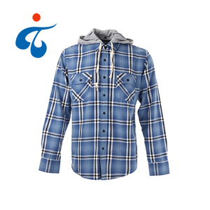 Custom Logo Wholesale <strong>Checked</strong> Hooded 100% Cotton Long Sleeve Casual Men Plaid <strong>Hoodie</strong> Flannel <strong>Shirt</strong> - Product Image 5