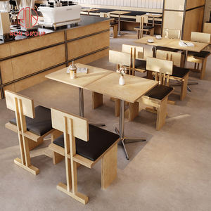 Juego de sillas de mesa cuadradas de madera modernas para cafetería, hotel, cafetería de lujo, tienda de té, restaurante hecho en China, para panadería McDonald's Pizza - Product Image 1