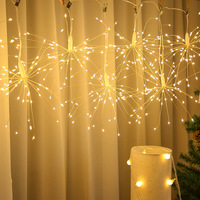 Guirlandes lumineuses LED en forme de feux d'artifice, lumières suspendues en forme d'étoile, blanc chaud, décoration de jardin, patio, mariage, fête