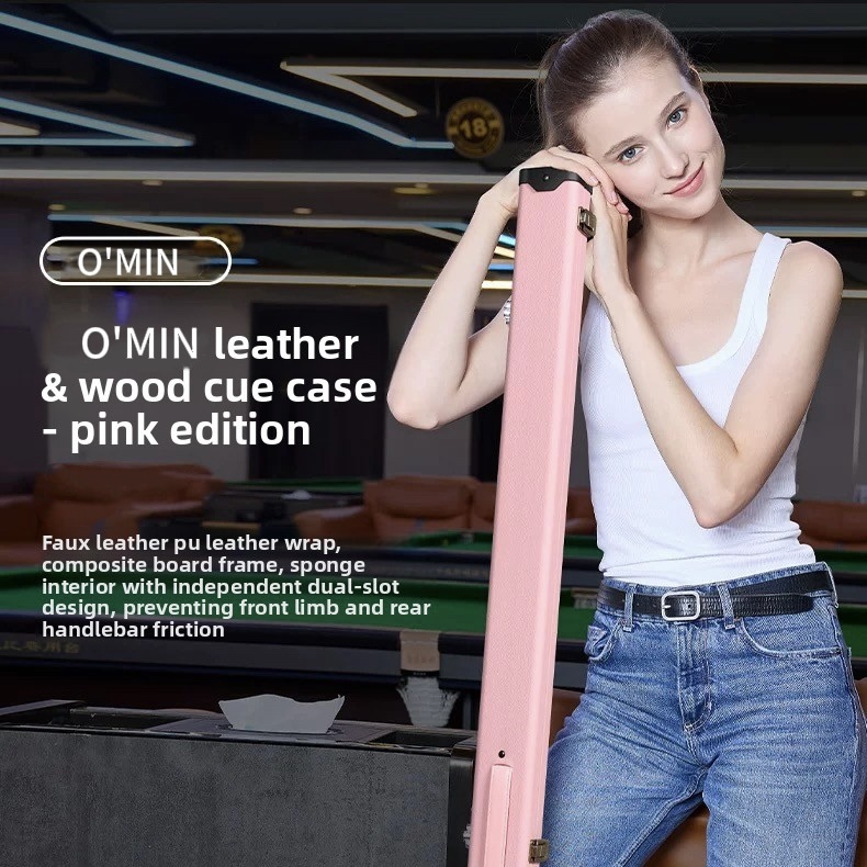 Custodia per stecca in pelle rosa e legno - divisione 3/4