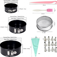 Juego de 20 Moldes Antiadherentes para Hornear Pasteles, Moldes de 4, 7 y 9 Pulgadas, Boquillas para Decorar, Brocha de Repostería, Espátula, Kit para Repostería y Decoración del Hogar