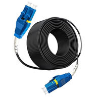 Câble de brassage fibre optique blindé UPC LC Uniboot de haute qualité, monomode duplex, 9/125µm (compatible OS1/OS2), LSZH noir, 1m