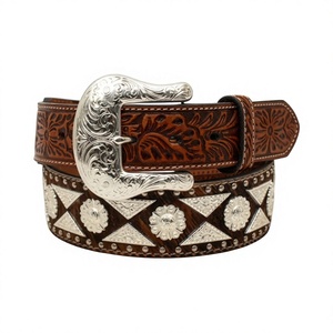 BS INTERNATIONAL Hand Carved Designer 100% Cow Hide Vintage Durable Heavy Duty Eco-Friendly Waterproof Square Steel Pin Belt 3.8 - Product Image 1