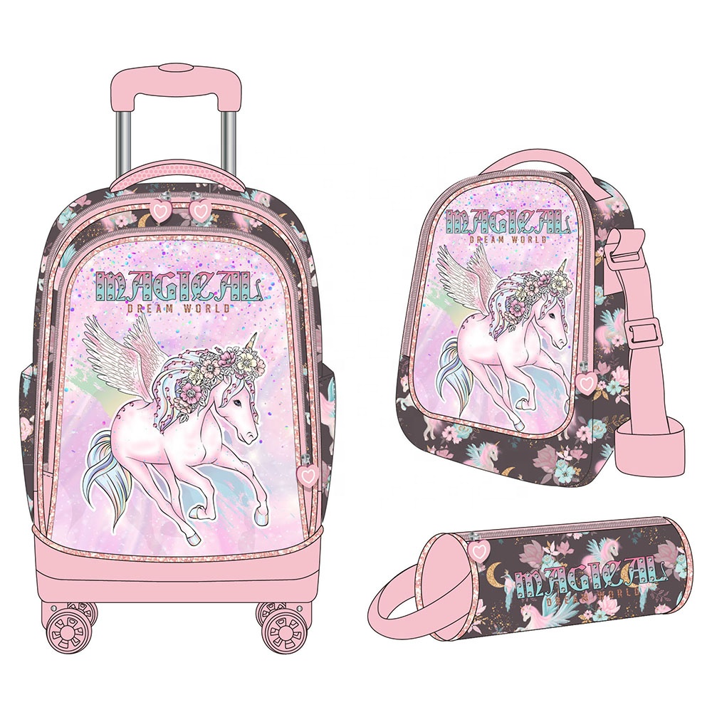 Pink Jeep School Bags Trolley Bags Jeep Duffle Bag With Wheels
