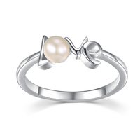 Bijoux en perles d'eau douce, argent sterling 925, bague de fiançailles en perle d'eau douce naturelle