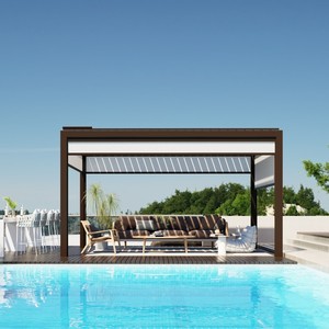 Pergola motorisée en aluminium BHY-001 3x3 3x4 4x4 4x6 Tailles personnalisables Pare-soleil extérieur résistant au vent Imperméable pour balcon - Product Image 4
