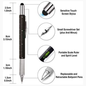 Nouveau stylo multifonction 6-en-1 personnalisé, stylo bille en gros, stylet, cadeaux promotionnels avec logo - Product Image 4