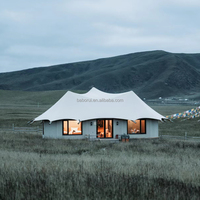 Tente de glamping BABERY Seagull avec membrane en PVDF, deux chambres, salon et salle de bain