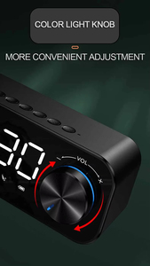 Custom logo LED Mirror Display Wireless BT5.0 Speaker FM Radio TF Card Speaker <b>Digital</b> Alarm <b>Clock</b> - Product Image 3