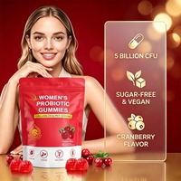 Gummies Probiotiques pour Femmes 5 Milliards de UFC Sans Sucre Saveur Canneberge Végétaliennes Sans OGM Favorisent la Santé Intestinale
