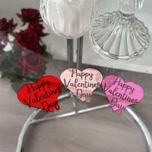 ของตกแต่งคัพเค้กรูปหัวใจอะคริลิค รูปแบบน้ำผึ้งและรสหวาน สำหรับวันวาเลนไทน์ ของตกแต่งเค้ก อุปกรณ์จัดงานเลี้ยง - Product Image 4