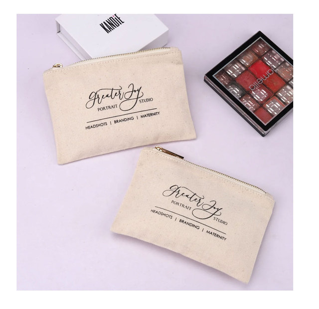New Arrival High Quality Cotton Canvas Travel Cosmetic Makeup Pouch for Women Custom Logo Wholesale with Fashionable Zipper Bag