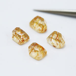 Cabochon lâche en quartz rutile naturel-Forme irrégulière 4X5.2, semi-fini pour incrustation, pierre d'accent d'accessoire - Product Image 4