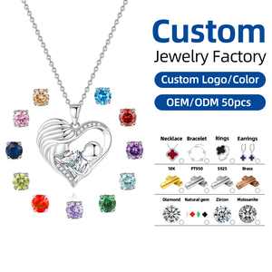 Collier pendentif cœur en zircon pierre <span class=keywords><strong>de</strong></span> naissance pour maman et bébé, amour éternel, bijoux en argent 925, magnifique collier <span class=keywords><strong>de</strong></span> Noël pour mère - Product Image 1