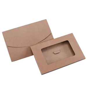 Boîte enveloppe en papier kraft à fenêtre ouverte, enveloppe en papier kraft creux, peut être utilisée pour le stockage de cartes, écharpes en soie et autres paquets