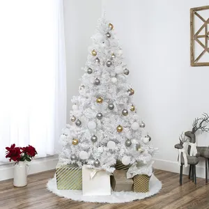 Dekorasi Pohon Natal Putih Buatan Lampu Luar Ruangan Murah 4ft 5ft 6ft 7ft 8ft