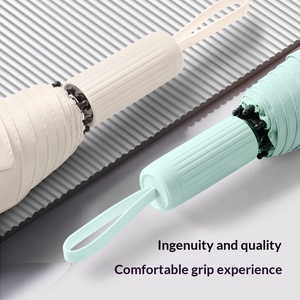 Parapluie pliant en acier triple, anti-UV UPF 50+, avec poignée en caoutchouc noir assortie, pour hommes et femmes, double usage - Product Image 2