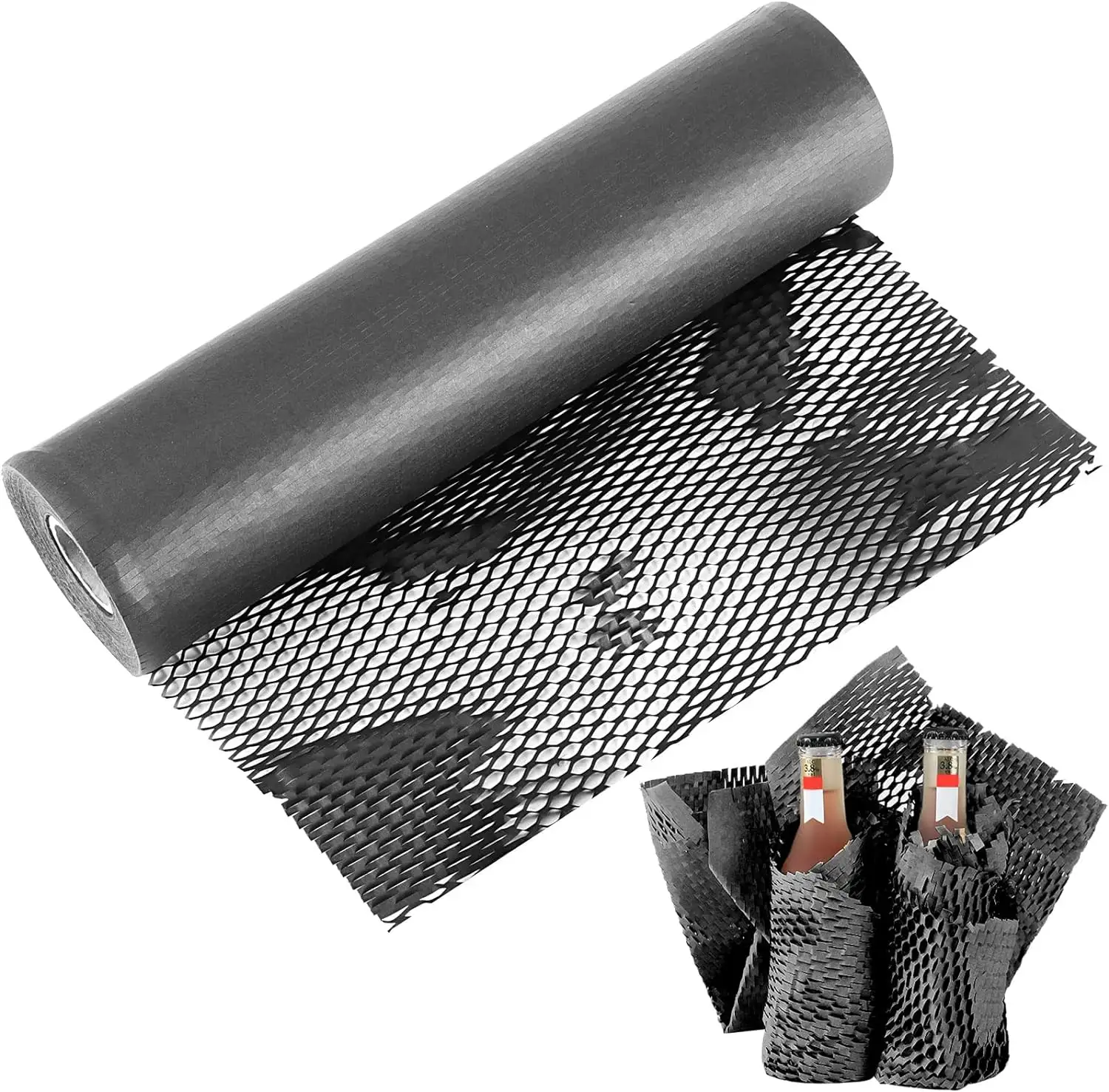 Black 12''*50' Cushioning Moving Packing Honeycomb Paper Customized Filling Buffer Packaging Roll Kraft Wrap Honeycomb Paper
