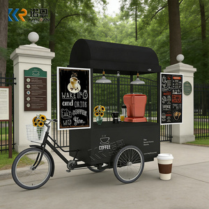 Charrette à café sur vélo personnalisée avec toit en tissu imperméable, cadre en acier inoxydable, charrette à café à pédales manuelle pour la vente de rue - Product Image 2