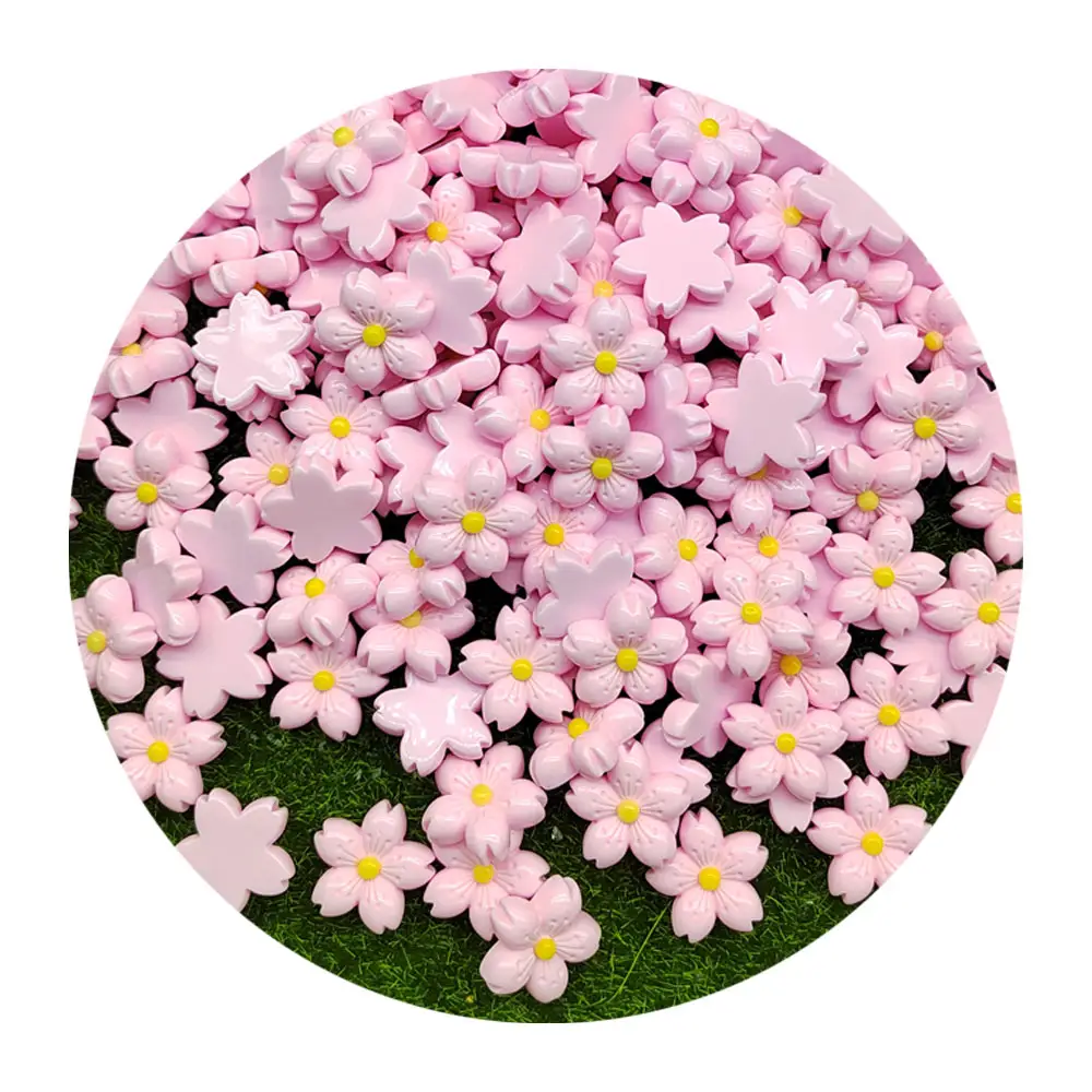 New Pink Cherry Flower Resin Schmuck Charms Kirschblüten Festival DIY Geschenke Flat Back Cabochons für DIY Craft