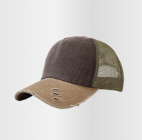 Gorra de béisbol de verano transpirable para hombre y mujer, estilo camionero, con diseño étnico de hojas y bloques de color, de 5 paneles, lavada, para comercio electrónico transfronterizo.