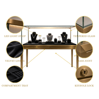 Comptoir de présentation de bijoux en acier inoxydable sur mesure avec éclairage LED, vitrine en verre pour bijoux, pour boutique, centre commercial