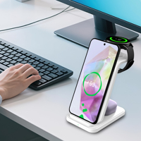 Station de charge sans fil 3 en 1, portable, pliable, chargeur sans fil magnétique 15W, support de téléphone portable, chargeur sans fil pliable