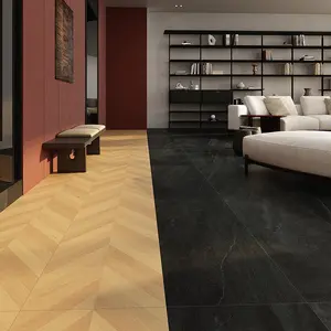 リビングルーム用床タイル60 * 120cm全身黒磁器石見える床マットインテリア