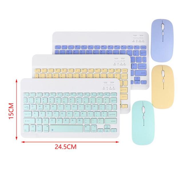 Universal Slim Portable BT Wireless Keyboard 2.4G Mouse Combo Built-in Rechargeable Battery IOS/Android Korean