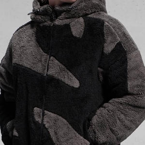 Sudadera con Capucha Extra Grande de Felpa de Imitación de Piel de Mohair con Cierre Completo, Color Negro, Estilo Vintage, Hip Hop, Streetwear, Fabricante, para Hombre - Product Image 2