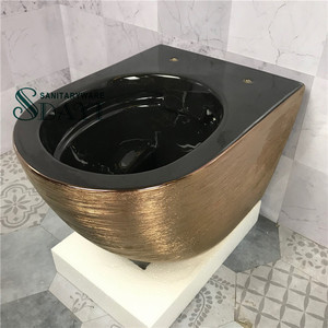 SDAYI <span class=keywords><strong>di</strong></span> lusso moderno modello <span class=keywords><strong>di</strong></span> <span class=keywords><strong>disegno</strong></span> rame rosa placcato oro Color argento arte opaca senza montatura da parete appeso in ceramica WC montato - Product Image 2