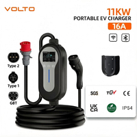 Chargeur EV Bolt 11kW Niveau 2, chargeur EV 16A GBT, chargeur mural domestique, chargeur de voiture portable 7kW Type 2, certifié CE/TUV