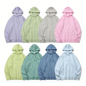 Supplier Tracksuits 2Pcs Set 320G 85 Cotton 15 Polyester Lights Green <b>Blank</b> Heavy <b>Weight</b> Sweatpants and Hoodie Set for Sports - Product Image 3