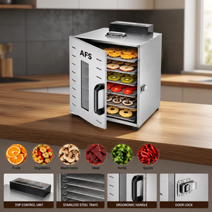 Déshydrateur alimentaire électrique AFS à 6 plateaux en acier inoxydable 1000W 220V, faible bruit, tension universelle, fruits, légumes, viande, herbes, épices - Product Image 4