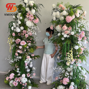 Décoration florale de style arche Feuille de verdure florale personnalisée Toile de fond de mariage Fleurs artificielles roses - Product Image 3