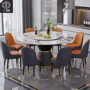 High End Restaurant Furniture Dining Table Set Rock Beam Modern Simple Design Round Restaurant Tables