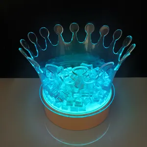 Usine Directe Ventes En Plastique Grande Couronne Forme Led Lumière Champagne Casier À Vin Seau À Glace Pour Bar Partie